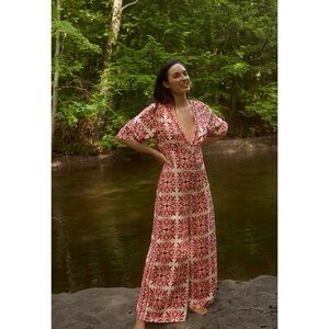 Farm Rio Anthropologie Carmina Button Front Jumpsuit